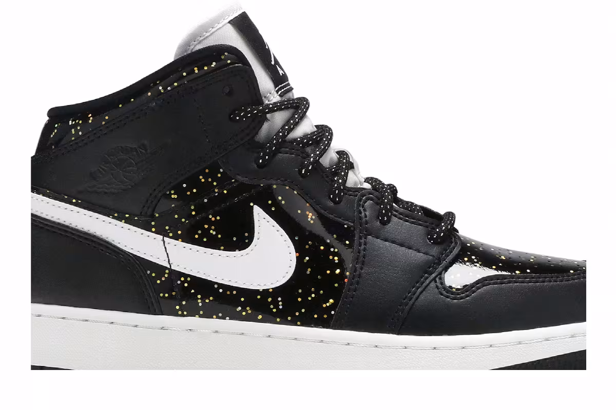 Air Jordan 1 Mid SE GS Black Glitter, view 3