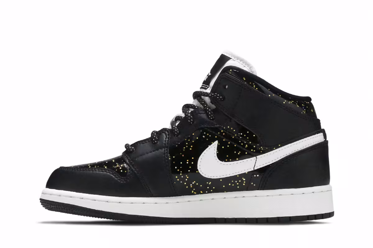 Air Jordan 1 Mid SE GS Black Glitter, view 4