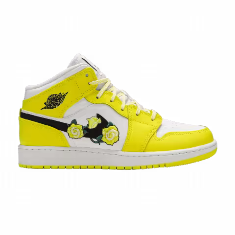 Air Jordan 1 Mid SE GS 'Rose Patch - Dynamic Yellow'