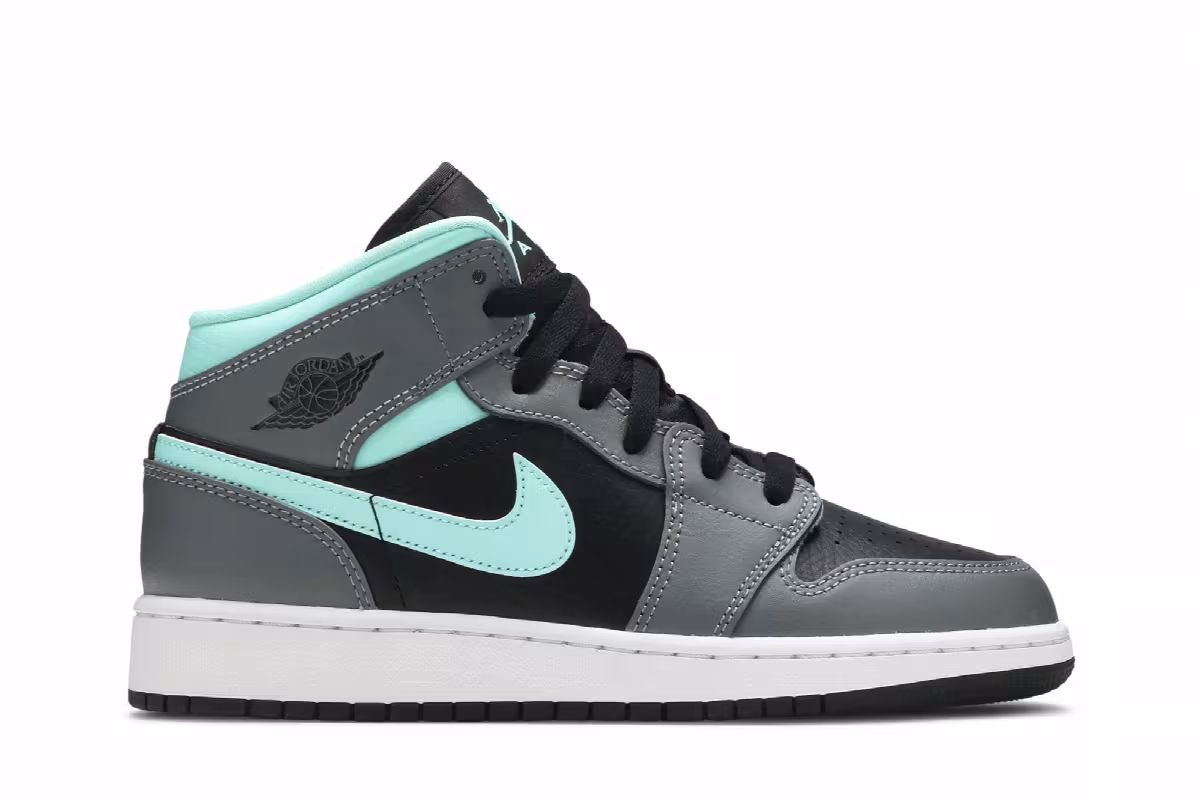 Air Jordan 1 Mid GS Grey Aqua, view 2