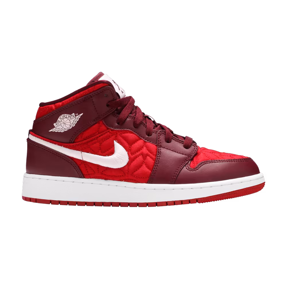Air Jordan 1 Mid SE GS Red Quilted