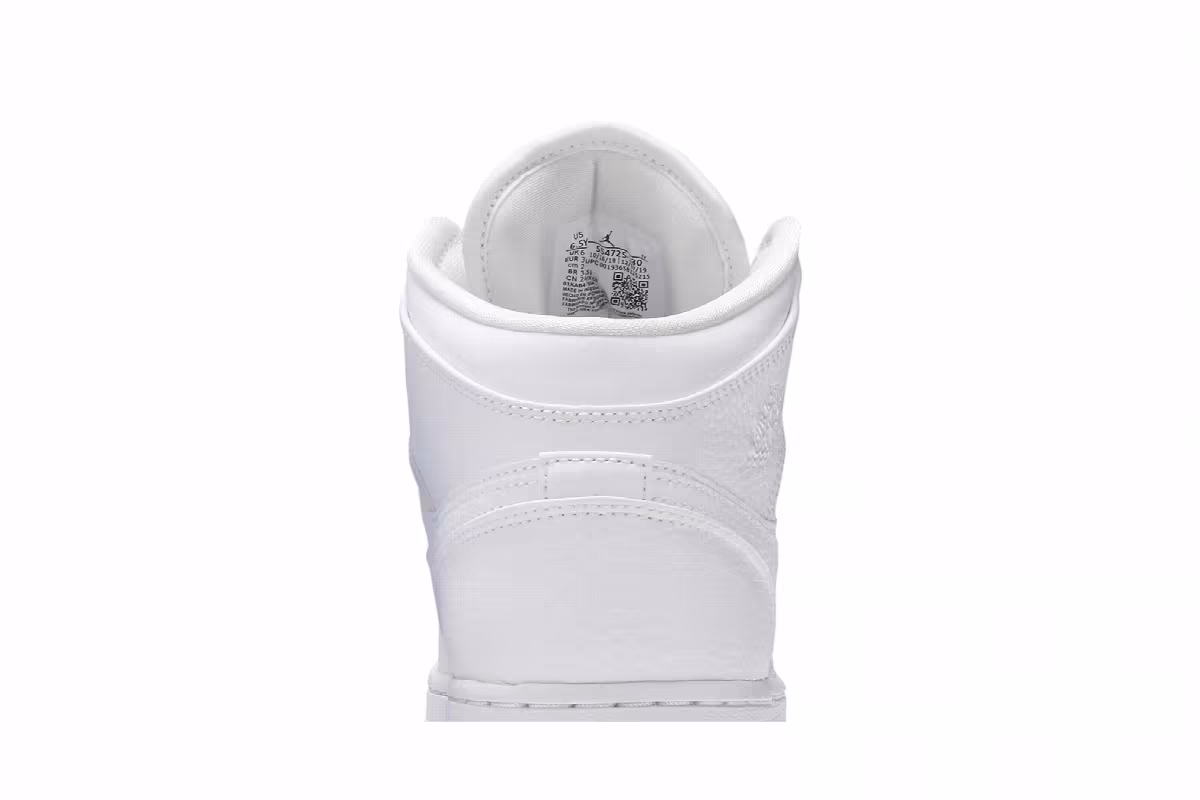 Air Jordan 1 Mid GS Triple White 2020, view 8