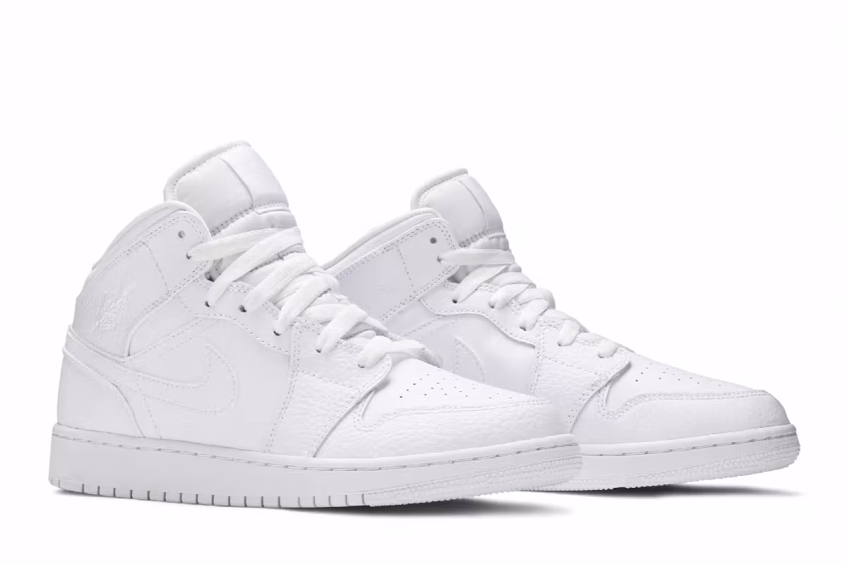 Air Jordan 1 Mid GS Triple White 2020, view 9