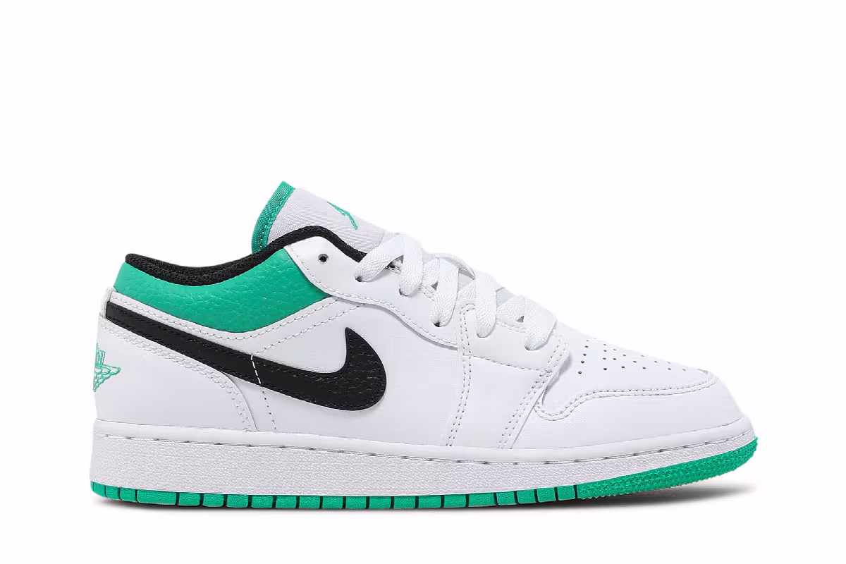 Air Jordan 1 Low GS White Lucky Green, view 2