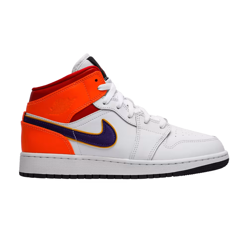 Air Jordan 1 Mid GS White Court Purple Teal
