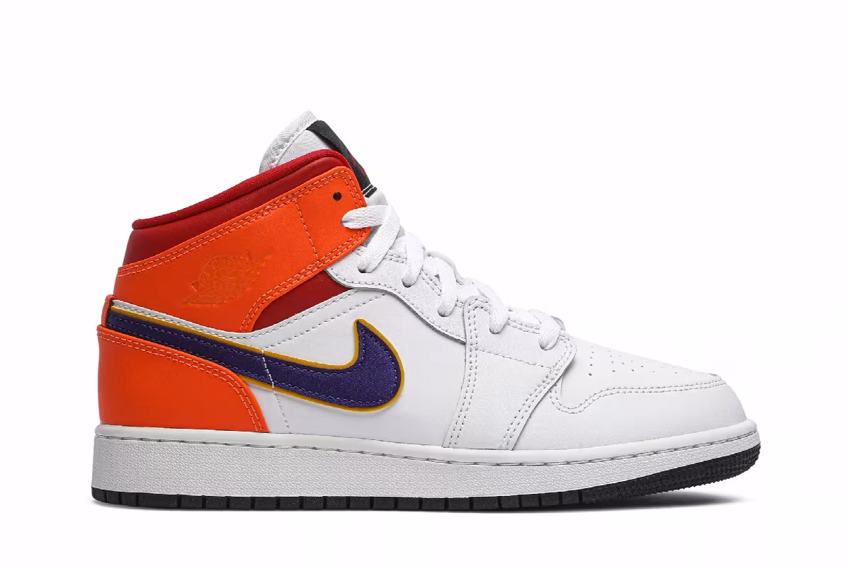 Air Jordan 1 Mid GS White Court Purple Teal, view 2