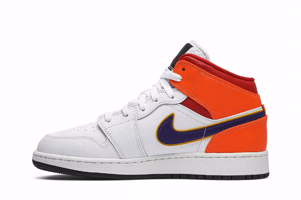 Air Jordan 1 Mid GS White Court Purple Teal, view 4