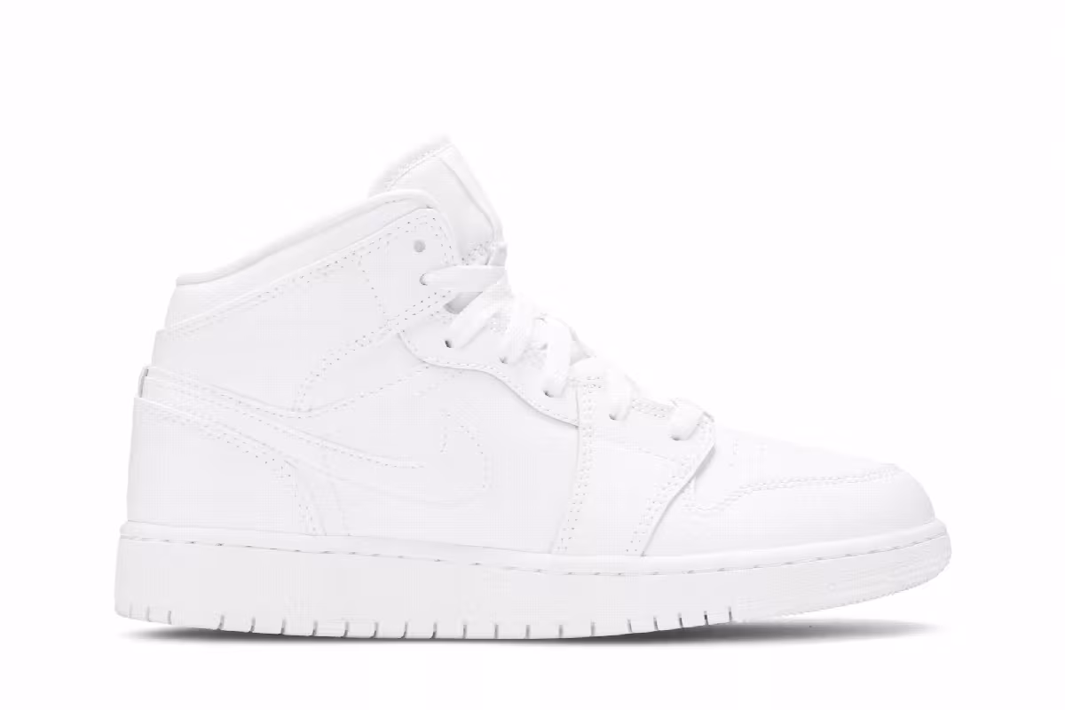 Air Jordan 1 Mid GS Triple White 2020, view 2