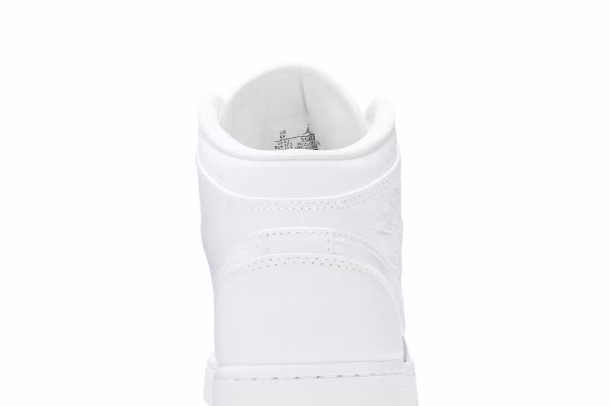 Air Jordan 1 Mid GS Triple White 2020, view 8