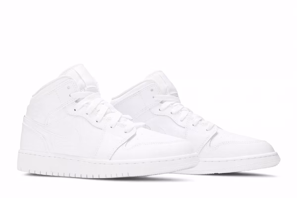 Air Jordan 1 Mid GS Triple White 2020, view 9