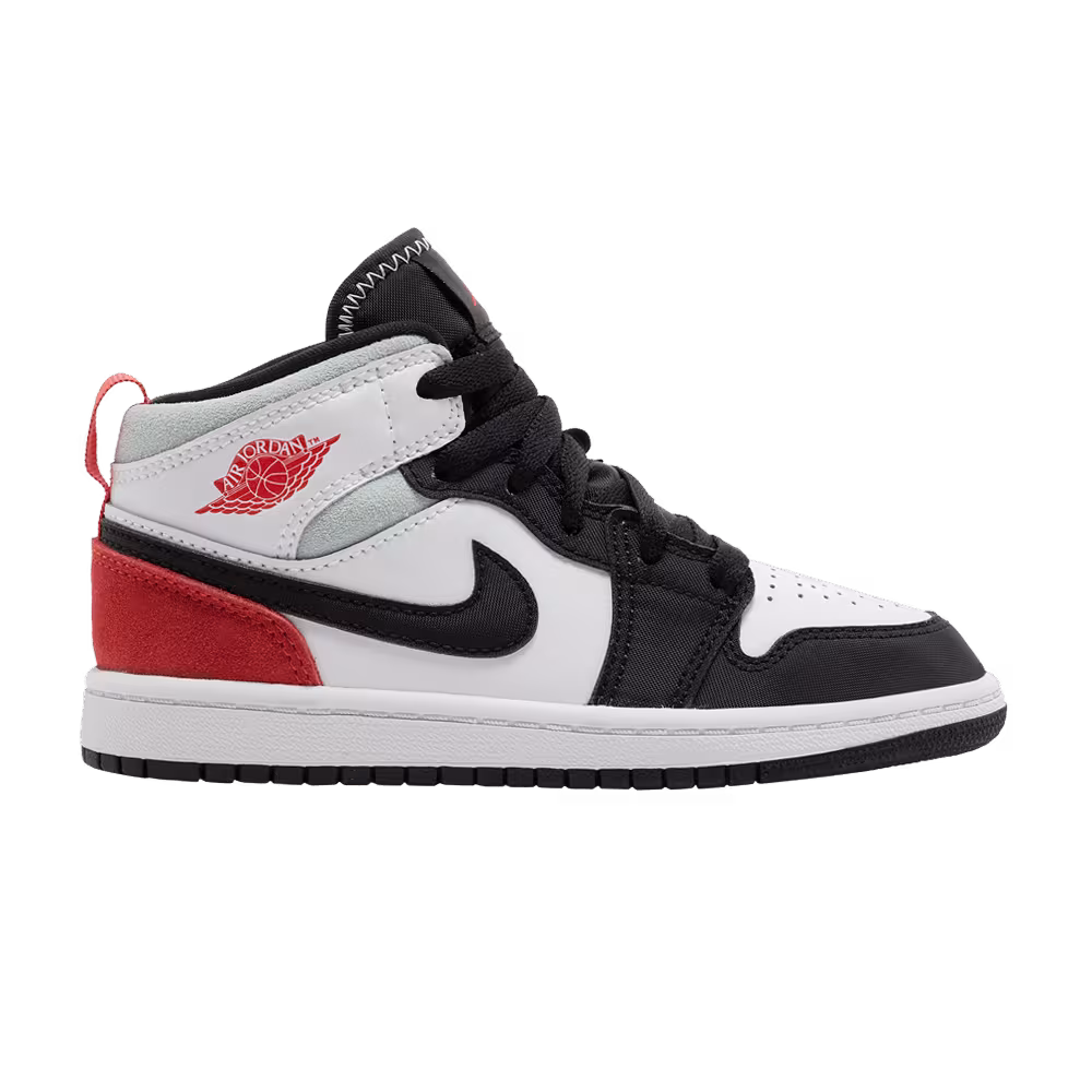 Air Jordan 1 Mid SE PS Red Black Toe
