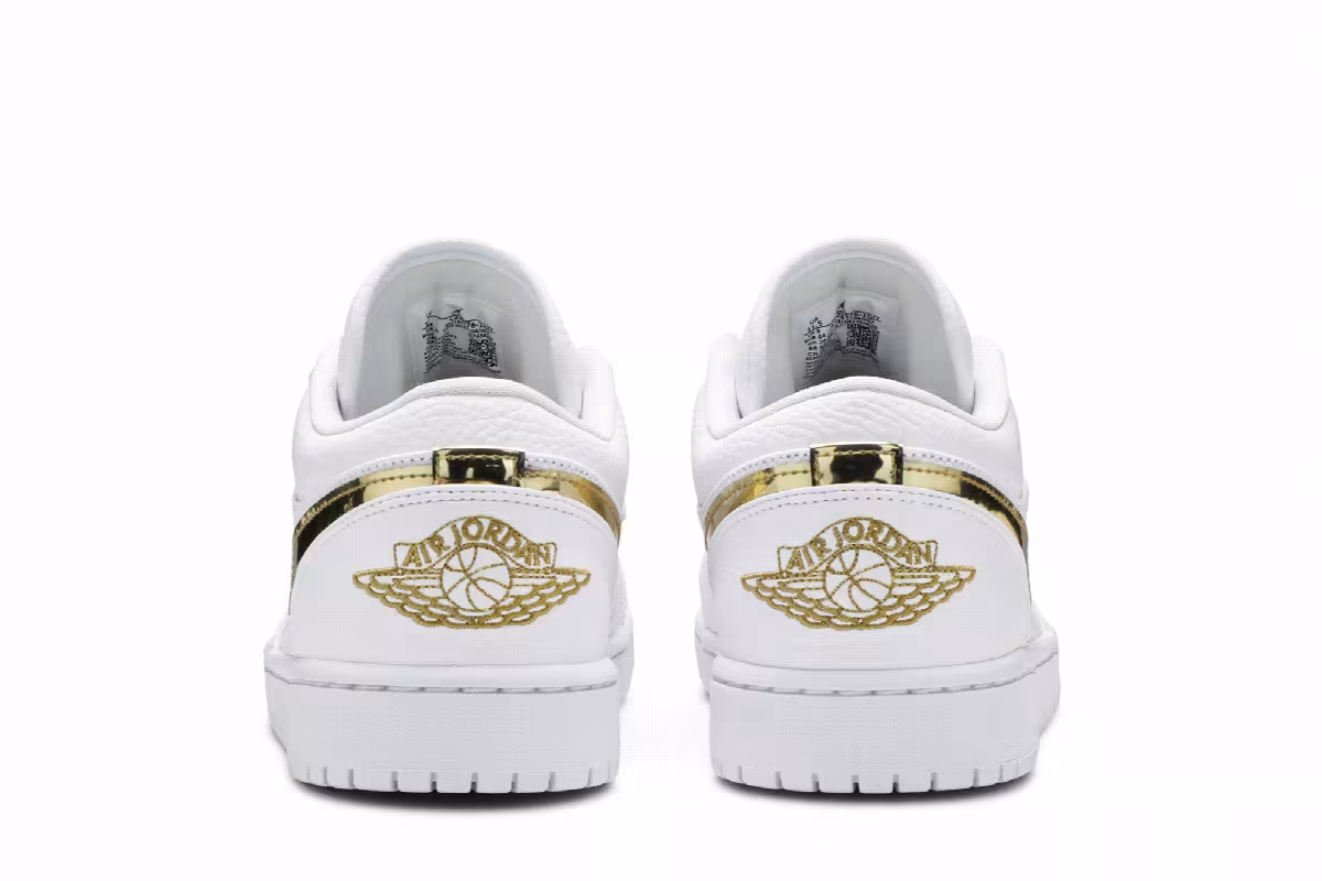 Women's Air Jordan 1 Low White Metallic Gold, view 7