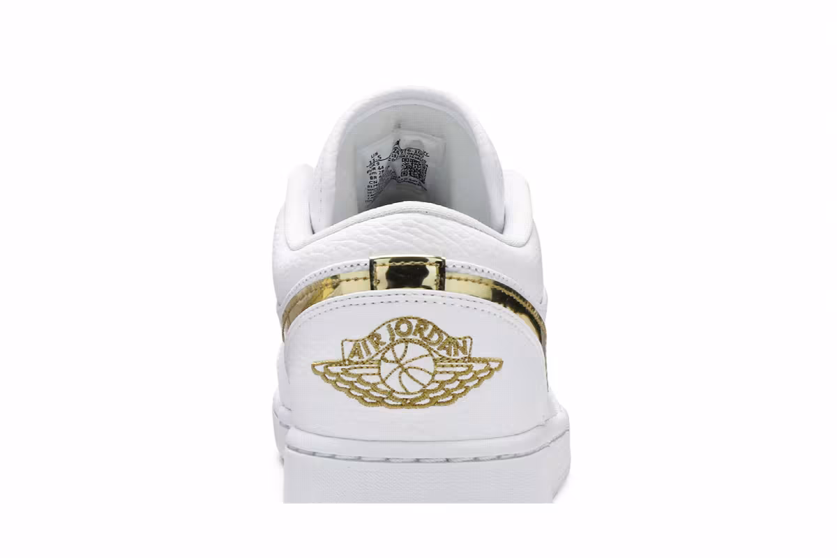 Women's Air Jordan 1 Low White Metallic Gold, view 8