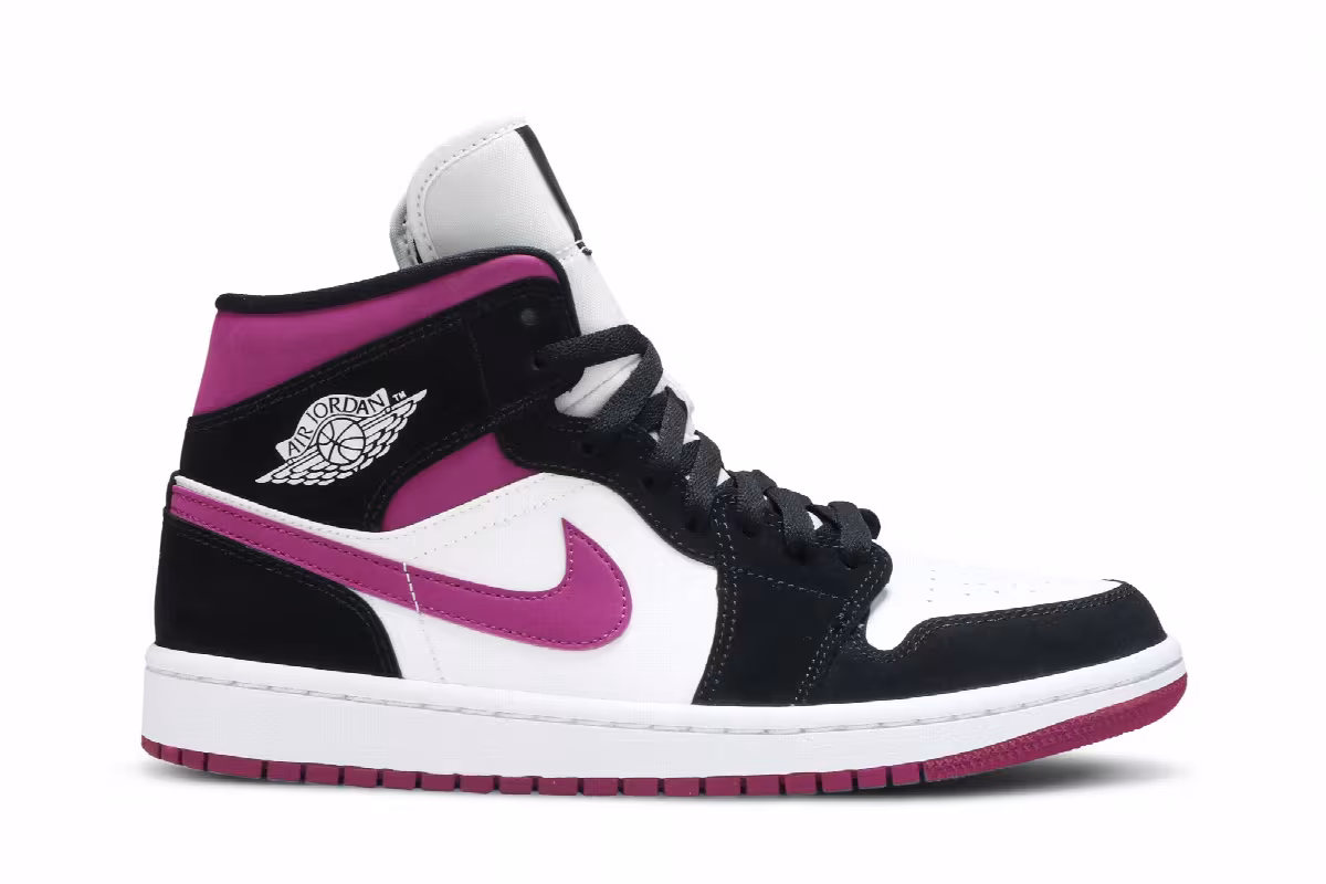 Women's Air Jordan 1 Mid Black Cactus Flower, view 2