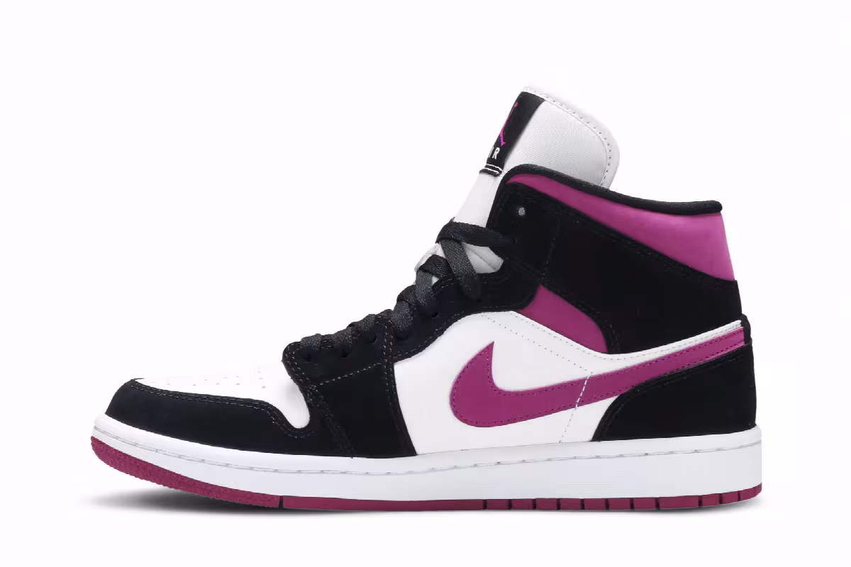 Women's Air Jordan 1 Mid Black Cactus Flower, view 4