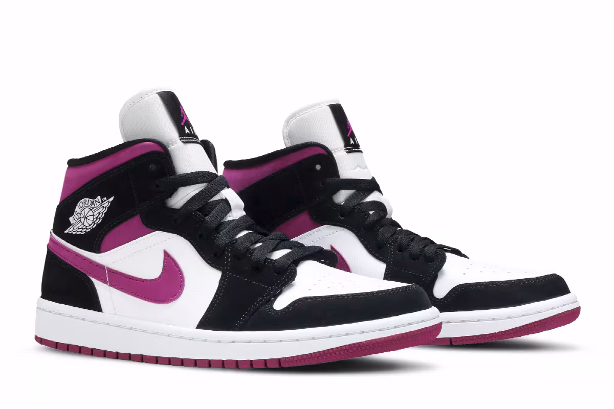 Women's Air Jordan 1 Mid Black Cactus Flower, view 9