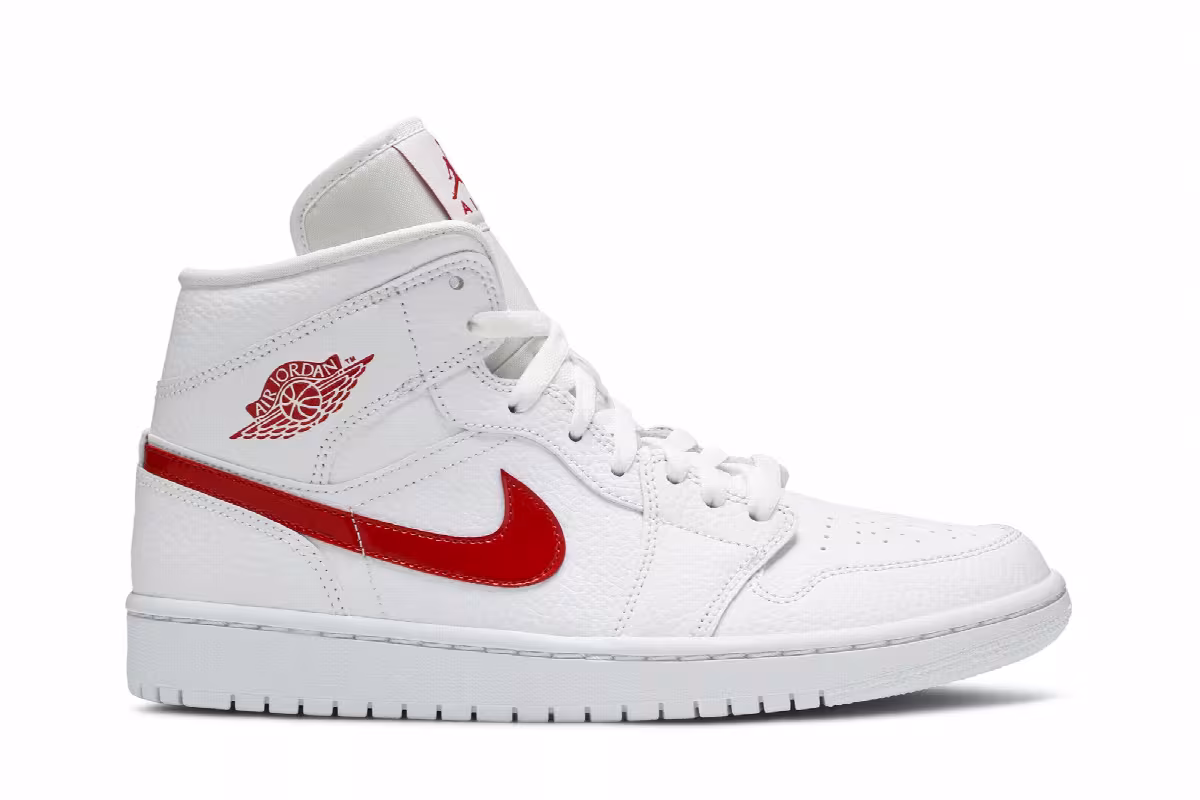 Women's Air Jordan 1 Mid White University Red, view 2