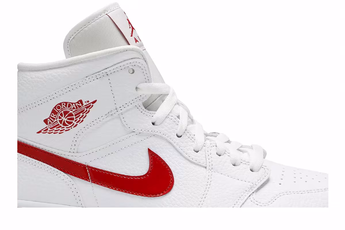 Women's Air Jordan 1 Mid White University Red, view 3