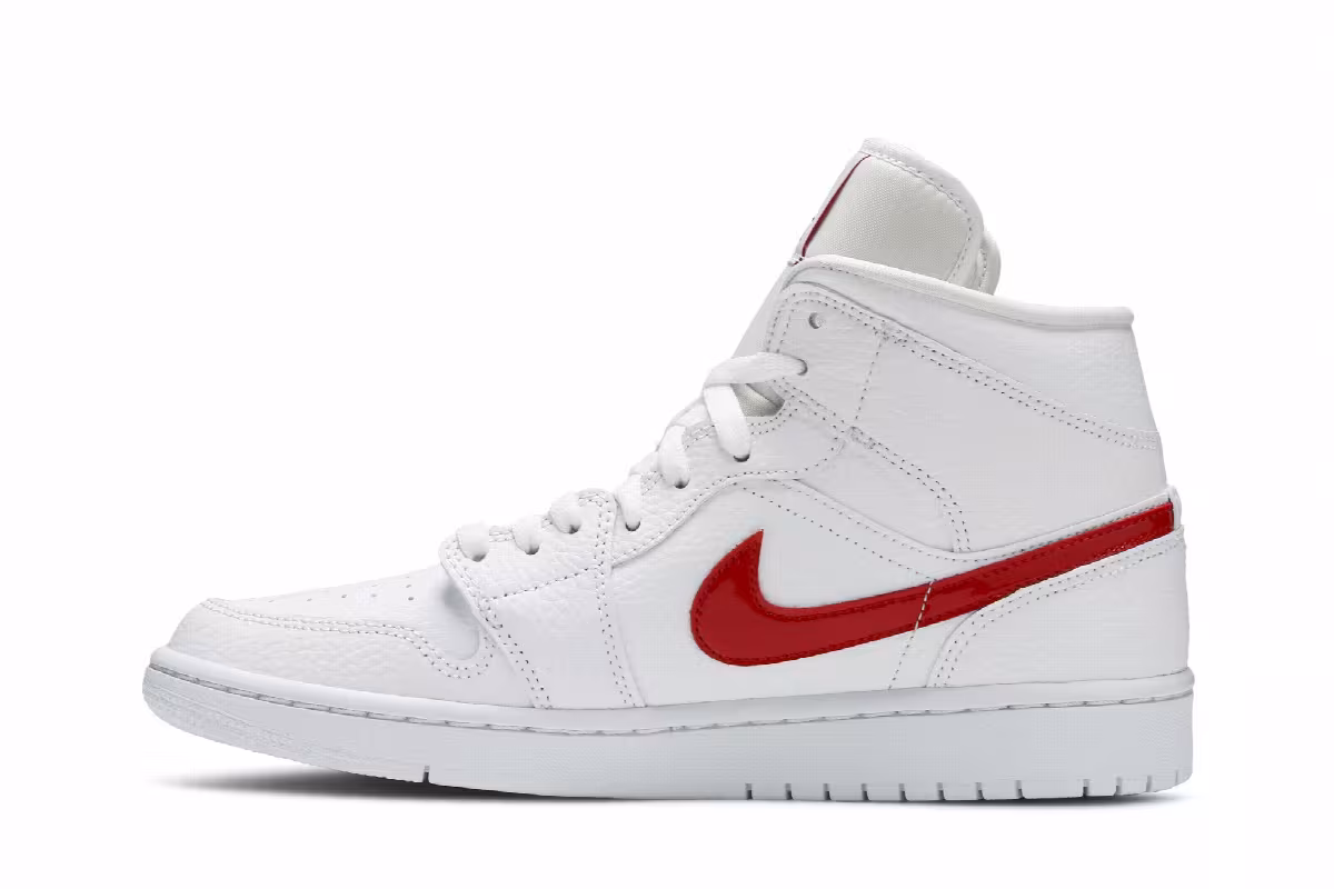Women's Air Jordan 1 Mid White University Red, view 4