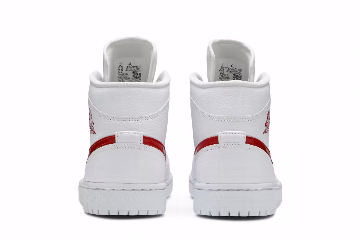 Women's Air Jordan 1 Mid White University Red, view 7