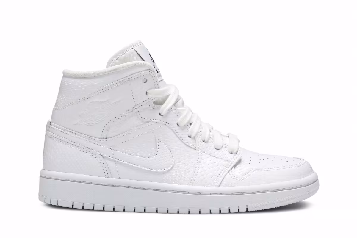 Women's Air Jordan 1 Mid White Snakeskin, view 2