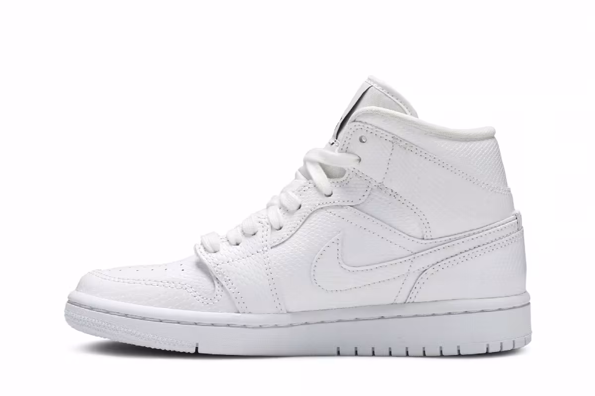 Women's Air Jordan 1 Mid White Snakeskin, view 4