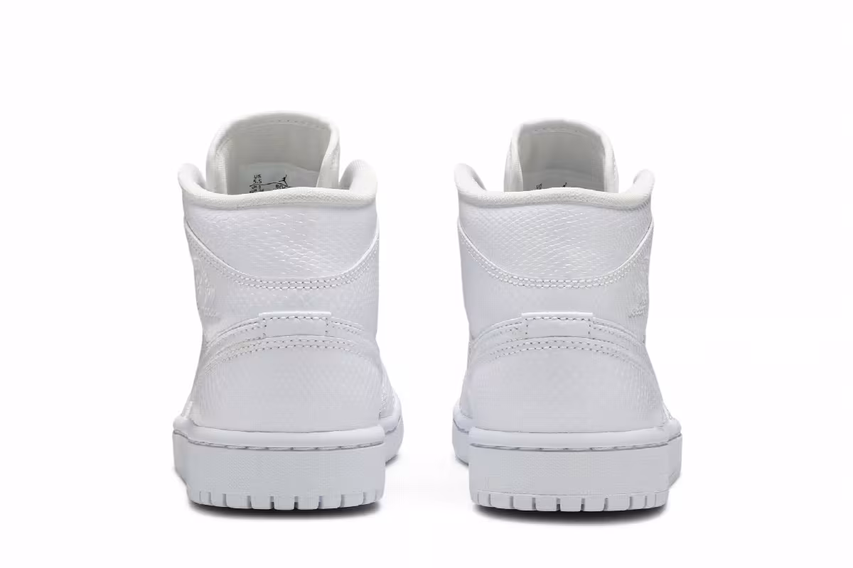 Women's Air Jordan 1 Mid White Snakeskin, view 7