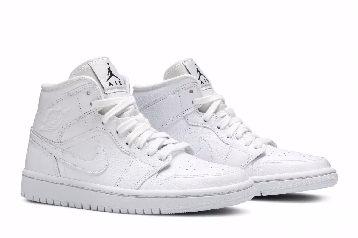 Women's Air Jordan 1 Mid White Snakeskin, view 9