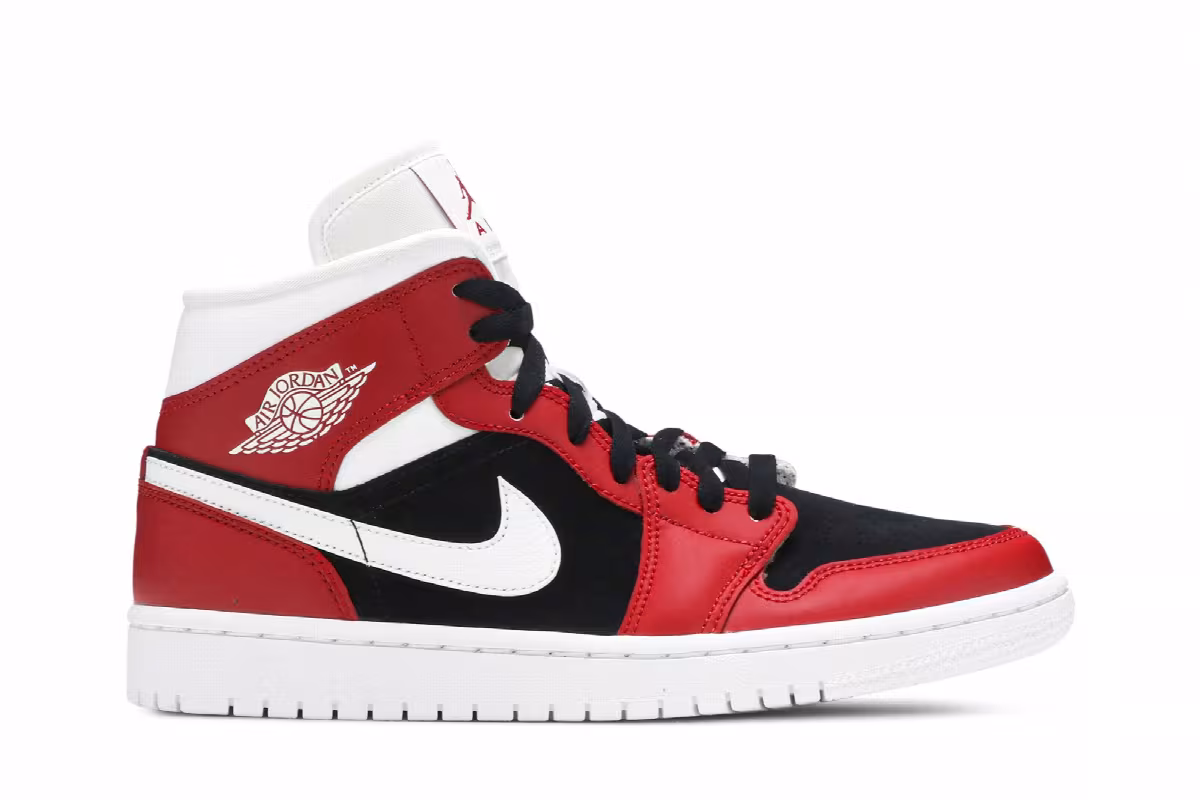 Women's Air Jordan 1 Mid Gym Red Black, view 2