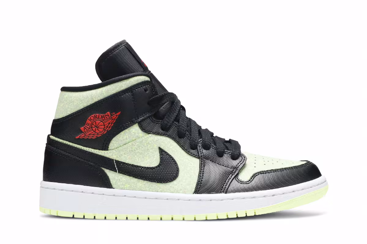 Women's Air Jordan 1 Mid SE Black Barely Volt, view 2