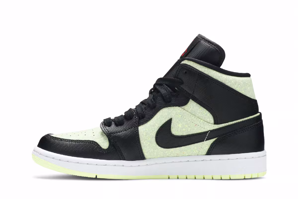 Women's Air Jordan 1 Mid SE Black Barely Volt, view 4