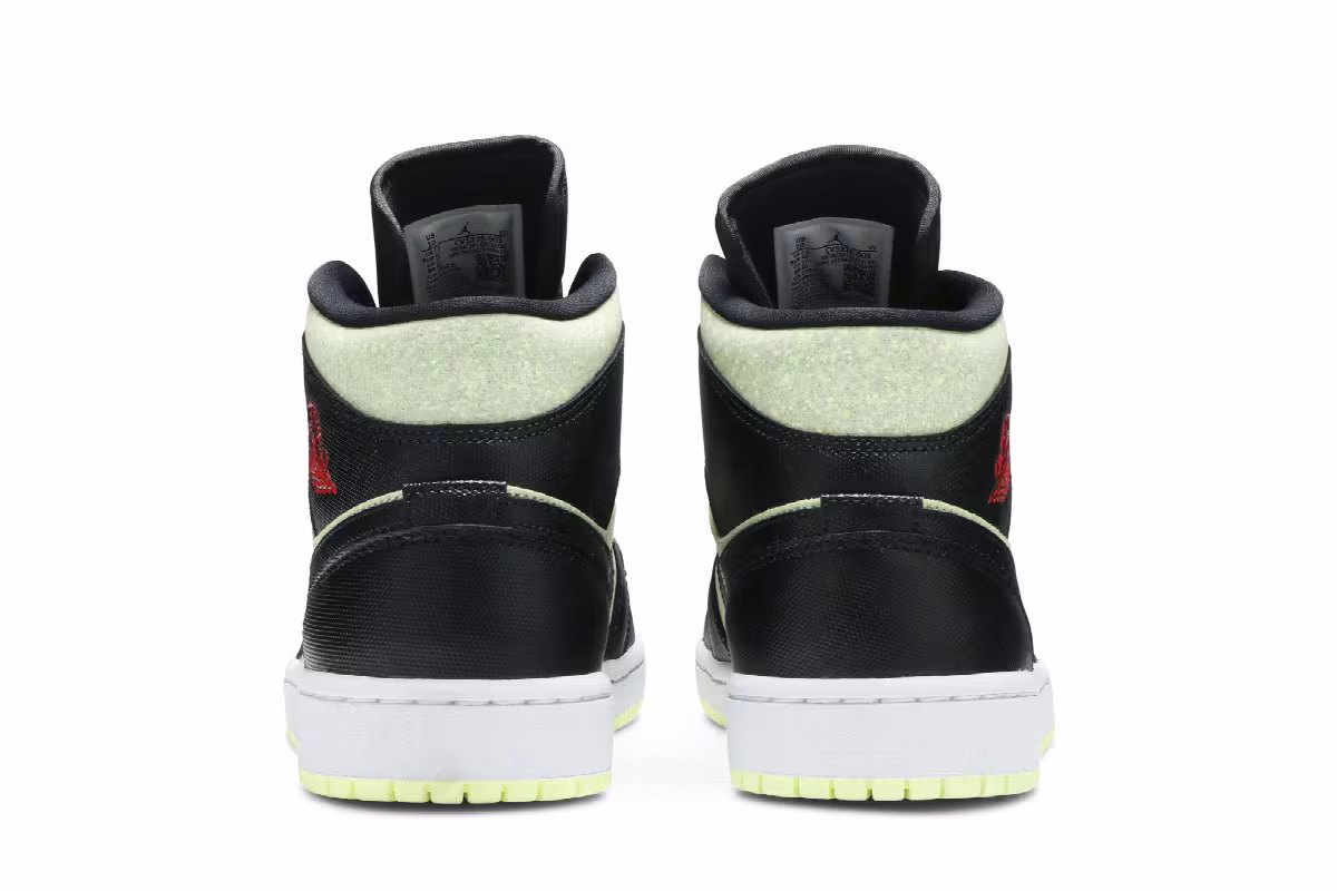 Women's Air Jordan 1 Mid SE Black Barely Volt, view 7
