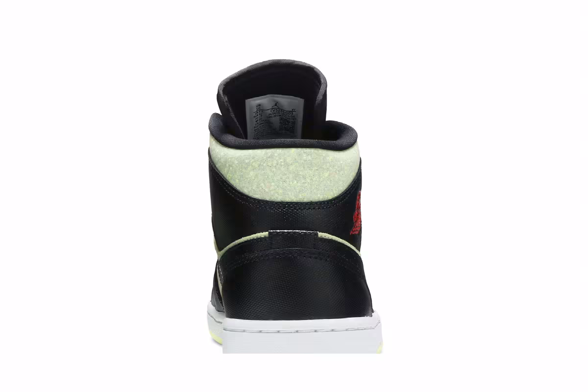 Women's Air Jordan 1 Mid SE Black Barely Volt, view 8