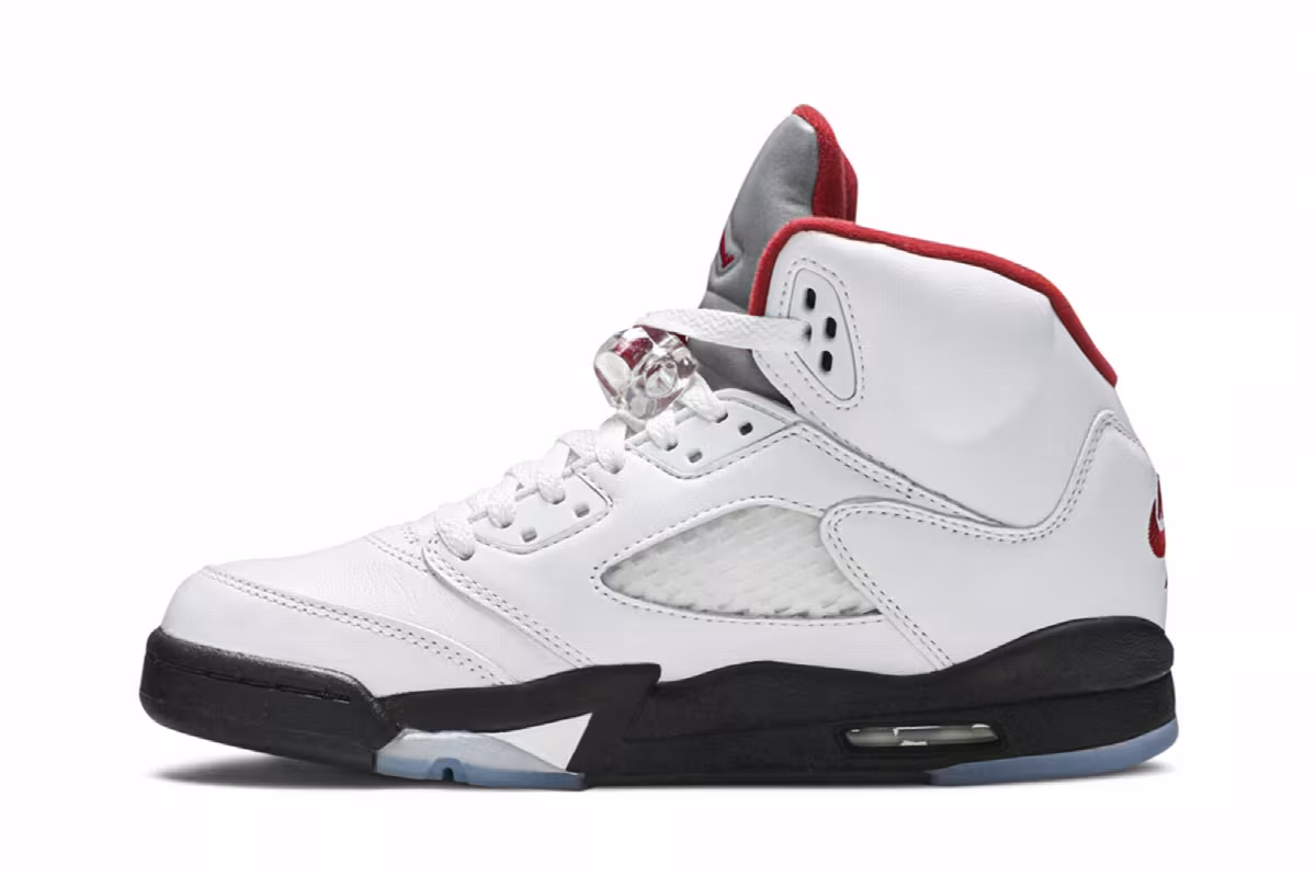 Air Jordan 5 GS White Fire Red 2020, view 4