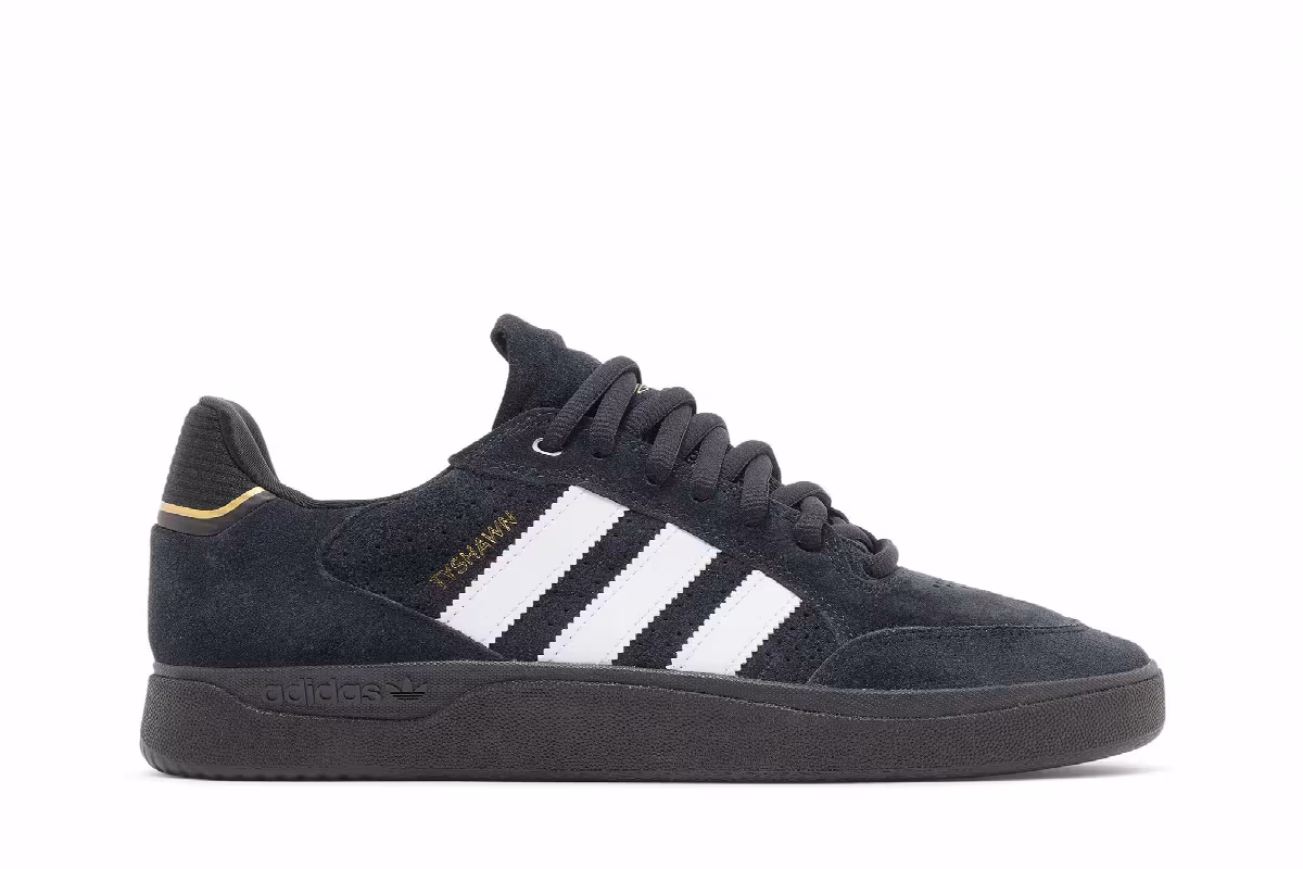 Adidas Tyshawn Low Black White Gold, view 2