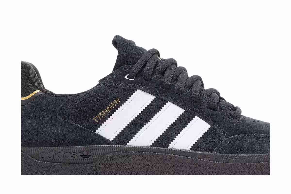 Adidas Tyshawn Low Black White Gold, view 3
