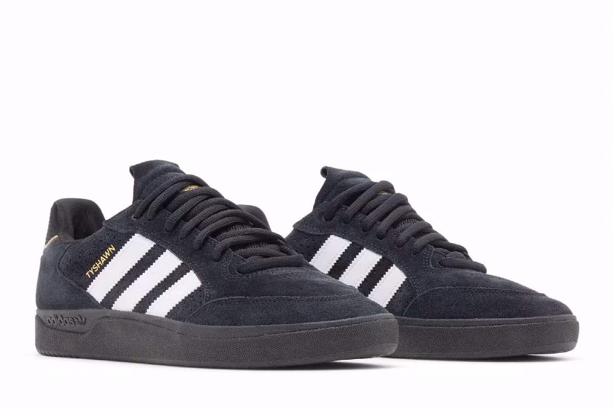 Adidas Tyshawn Low Black White Gold, view 9