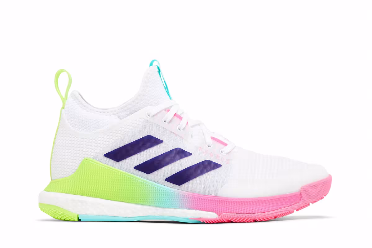 adidas Women's Crazyflight Mid White Purple Pink, view 2