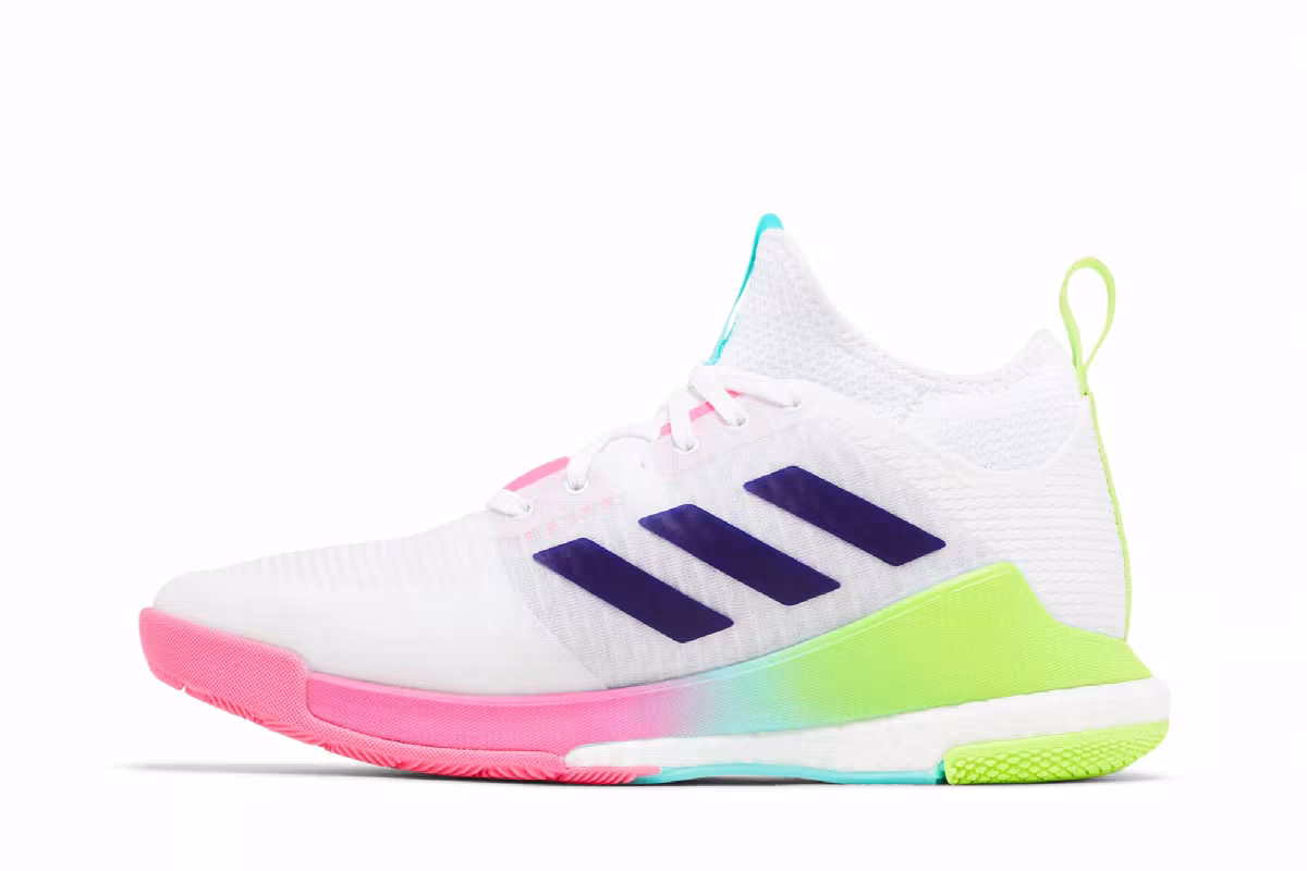 adidas Women's Crazyflight Mid White Purple Pink, view 4