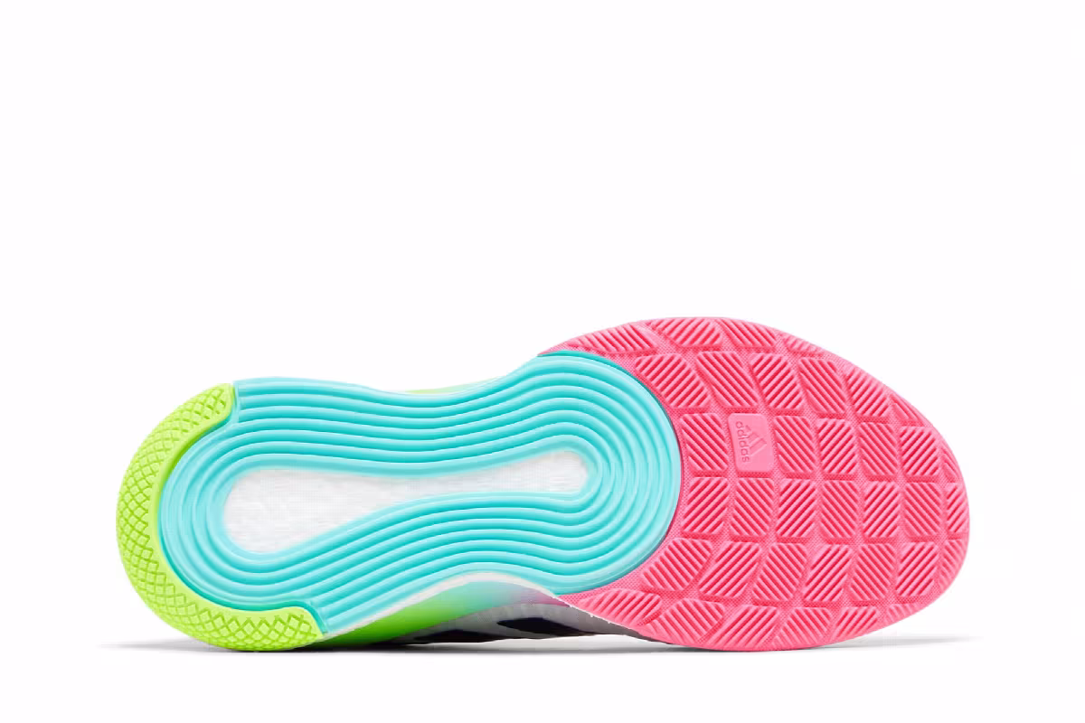adidas Women's Crazyflight Mid White Purple Pink, view 5