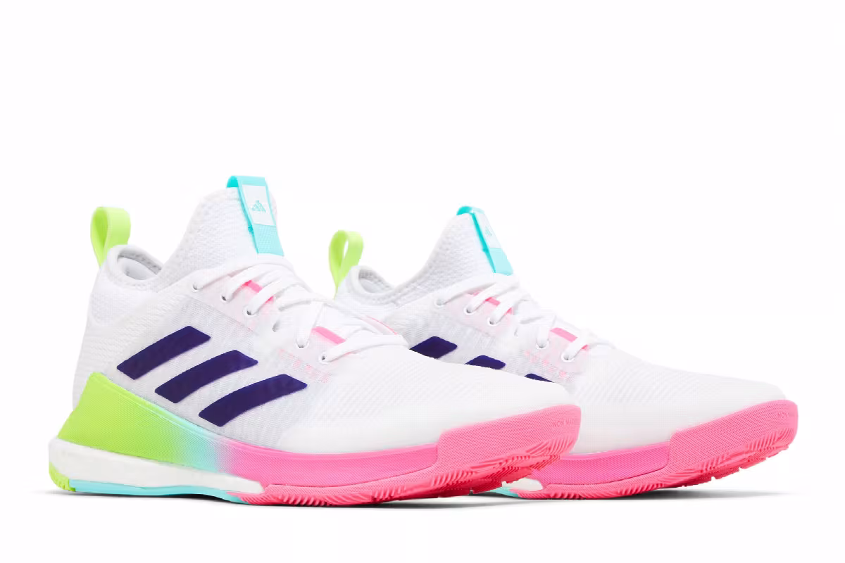 adidas Women's Crazyflight Mid White Purple Pink, view 9