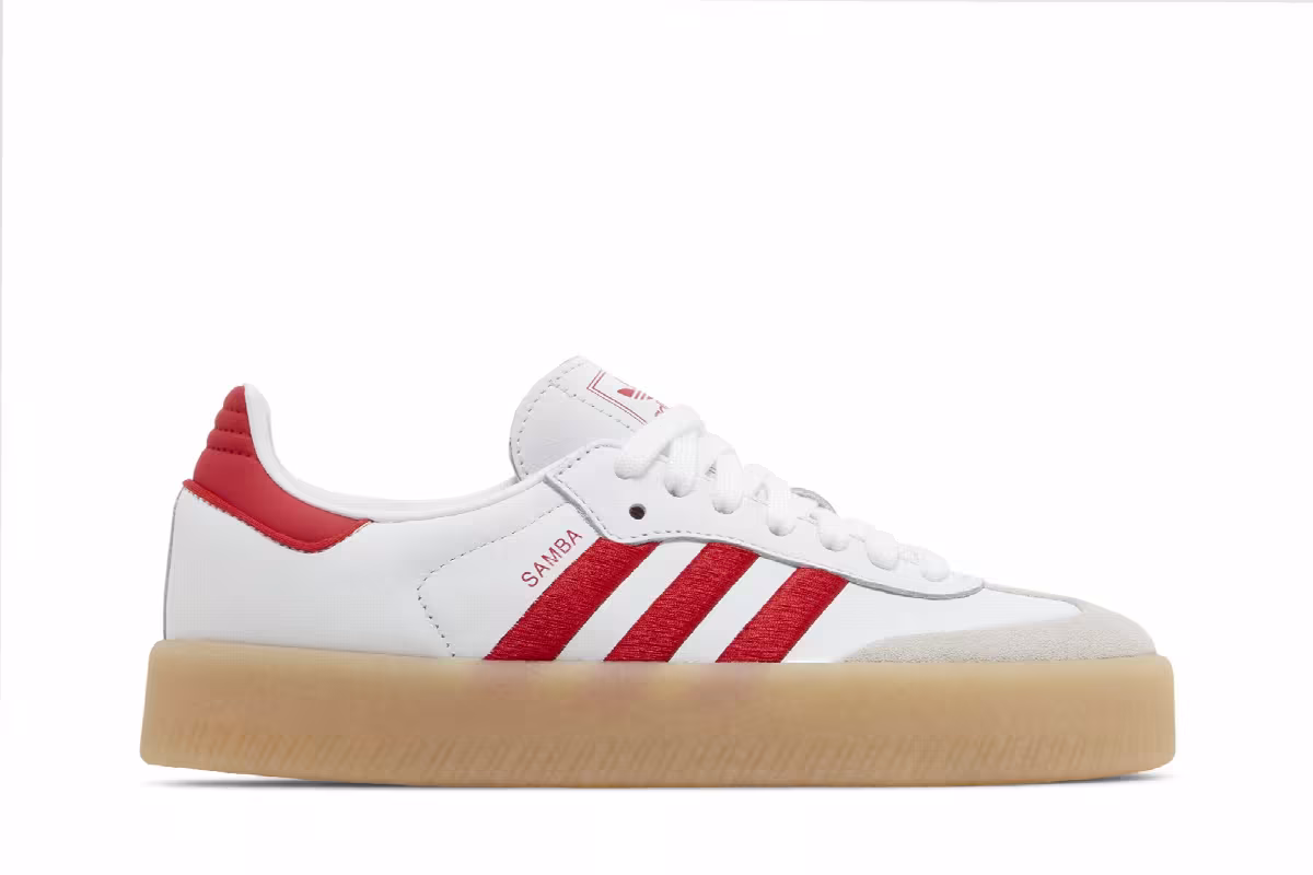 adidas Women's Sambae White Scarlet Gum, view 2