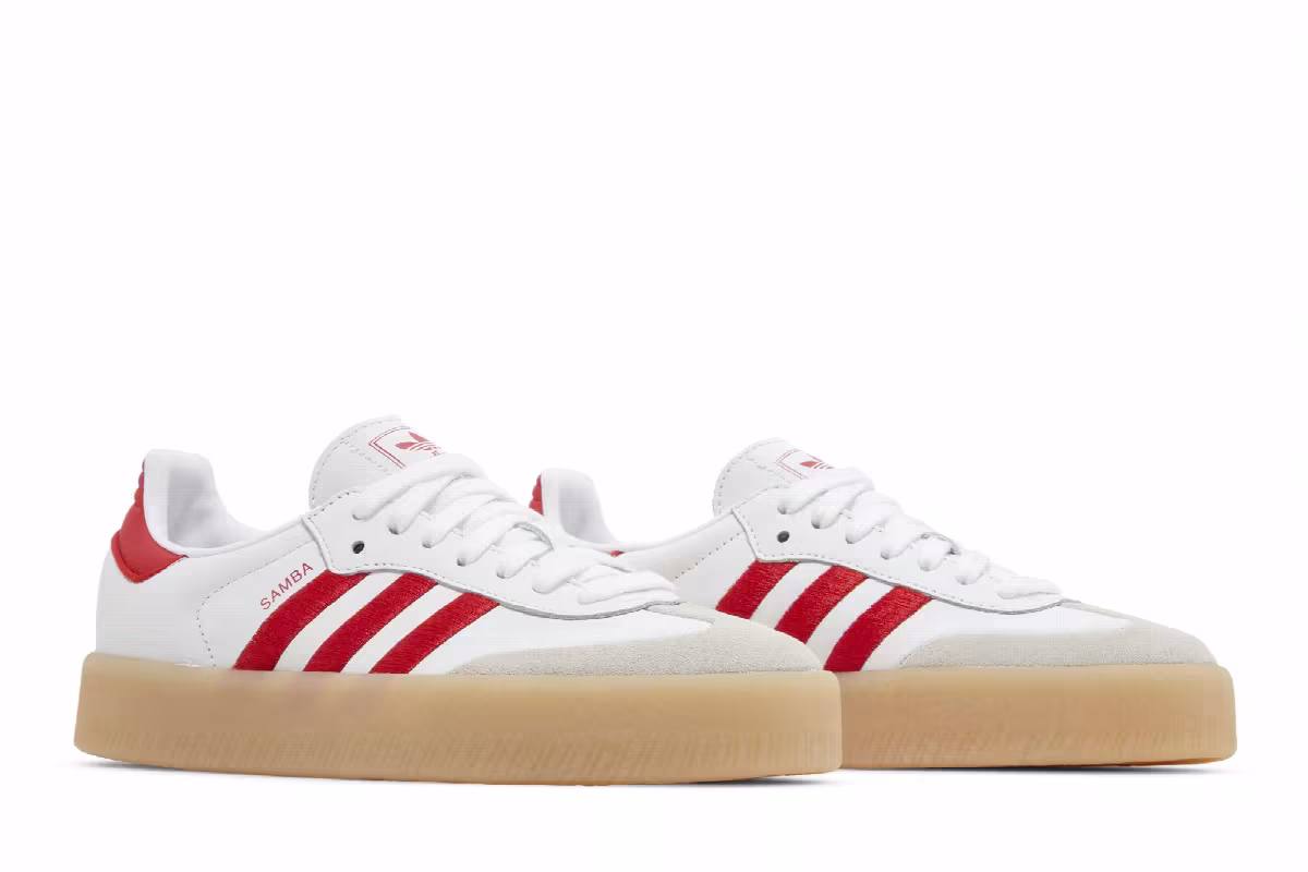 adidas Women's Sambae White Scarlet Gum, view 9