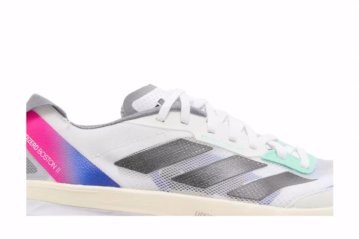 adidas Adizero Boston 11 White Lucid Blue Fuchsia, view 3