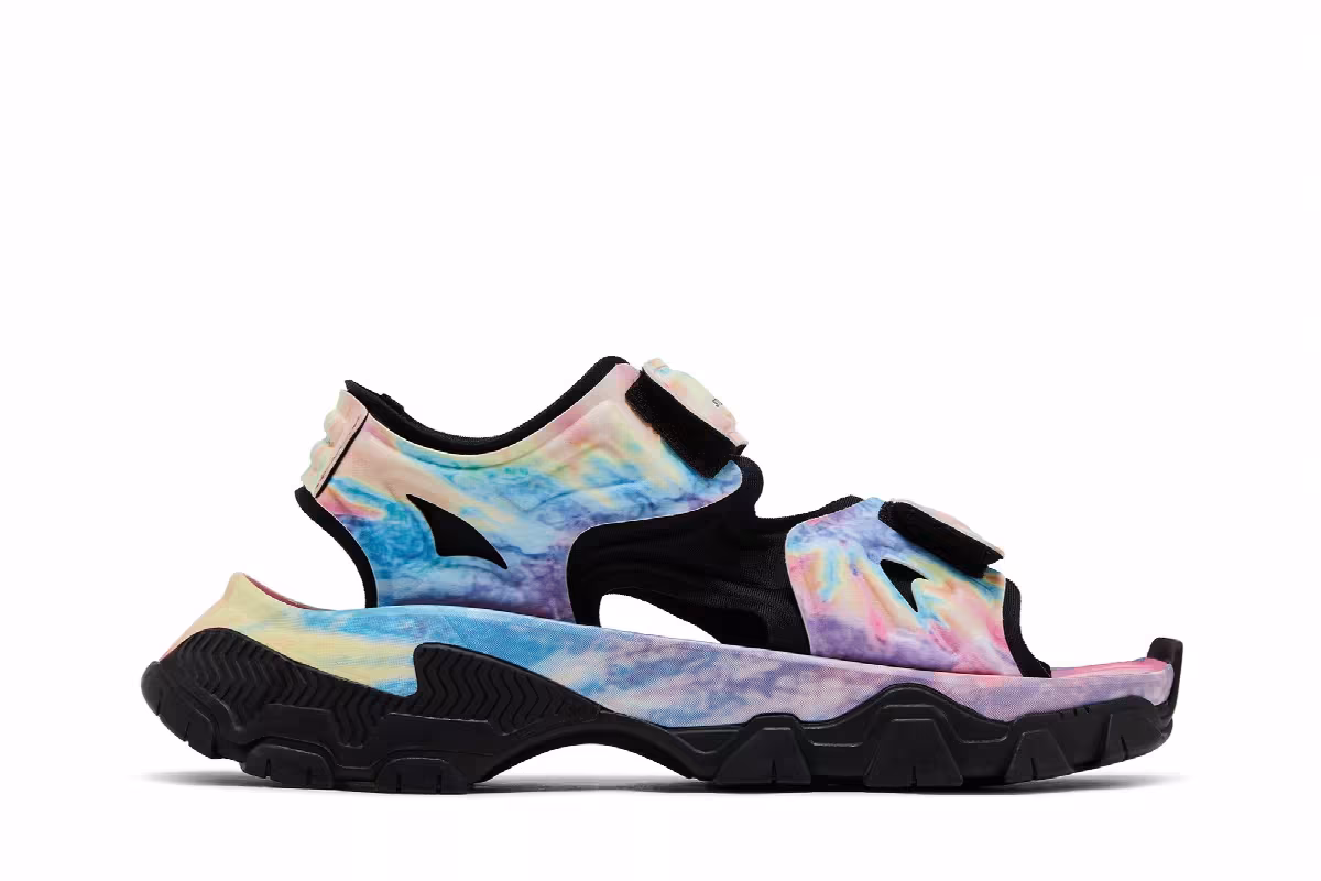Stella McCartney x adidas Women's Hika Outdoor Sandal Bliss Pink Frozen Yellow Tie Dye, view 2