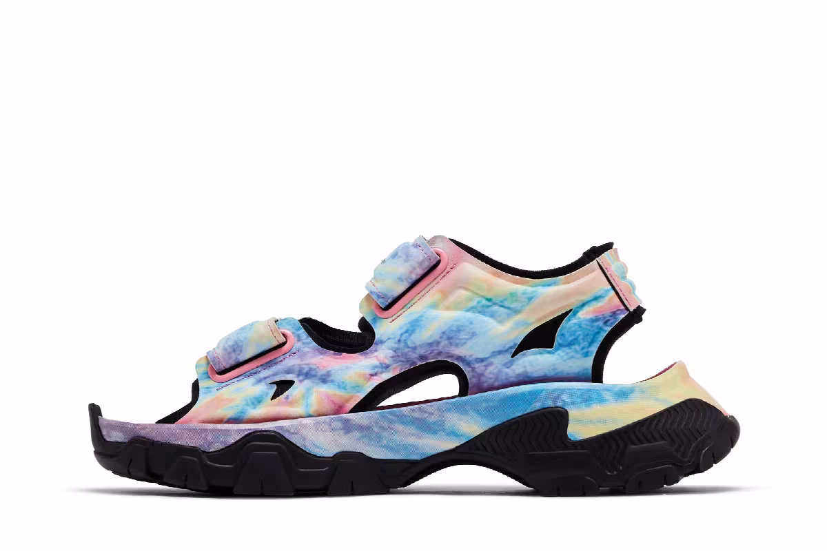 Stella McCartney x adidas Women's Hika Outdoor Sandal Bliss Pink Frozen Yellow Tie Dye, view 4