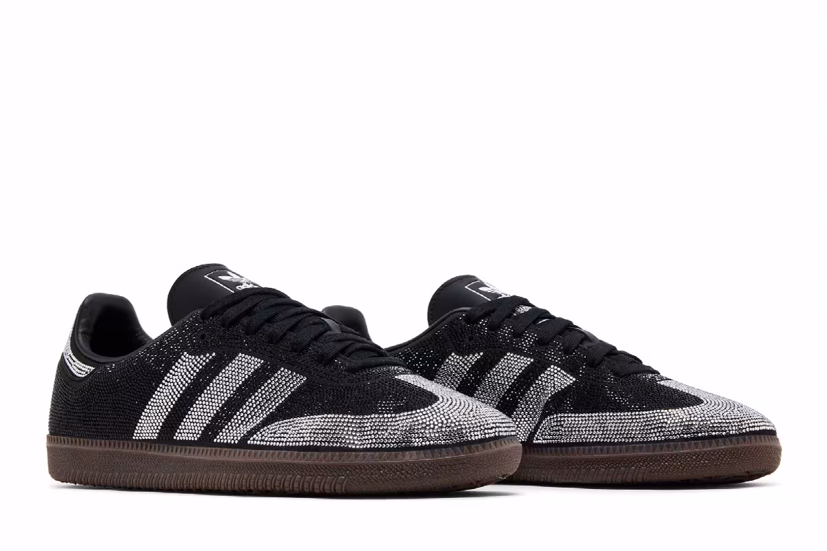 adidas Women's Samba OG Black Silver Rhinestones, view 9