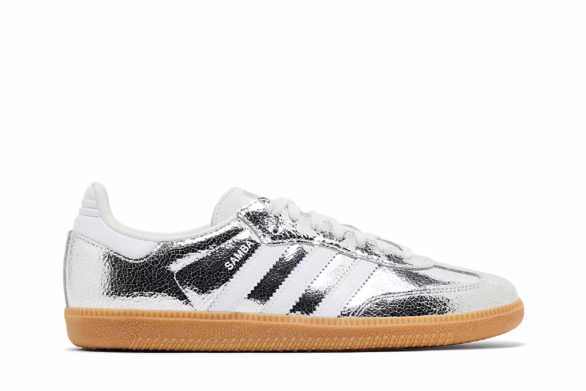 adidas Women's Samba OG Cracked Metallic Pack - Silver, view 2