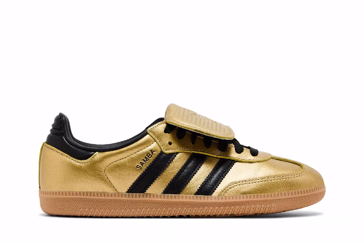 adidas Women's Samba LT Gold Metallic Black Gum, view 2