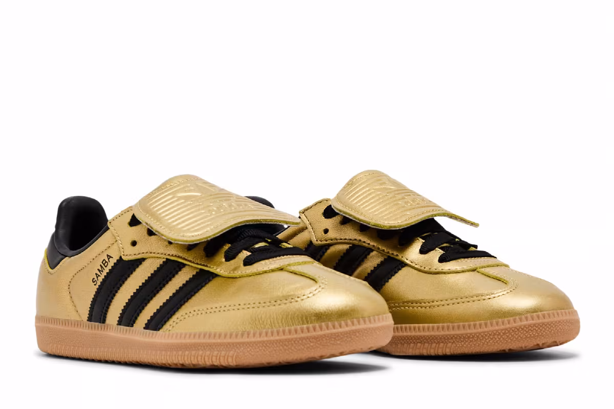 adidas Women's Samba LT Gold Metallic Black Gum, view 9